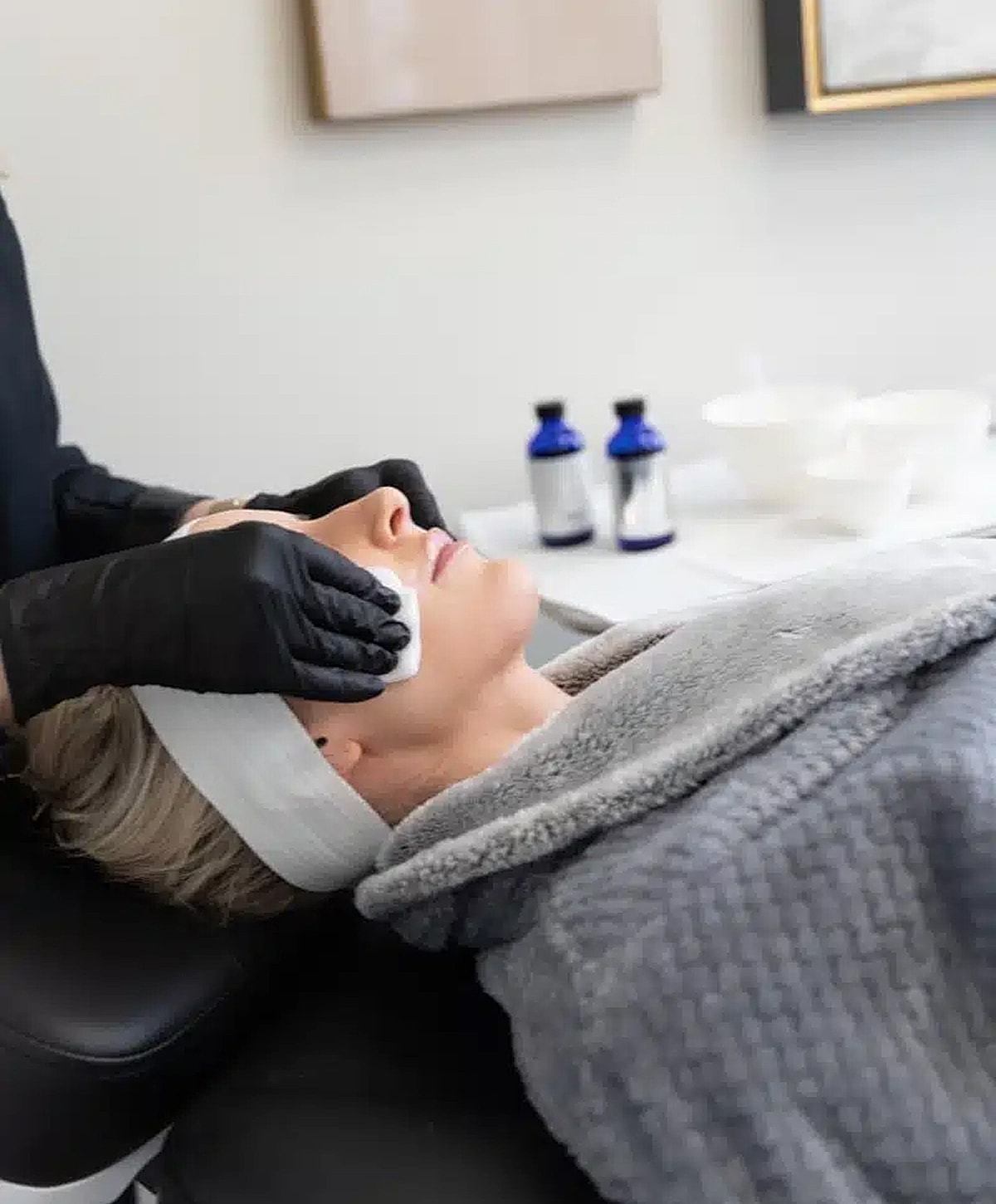Facial treatment in a spa setting.