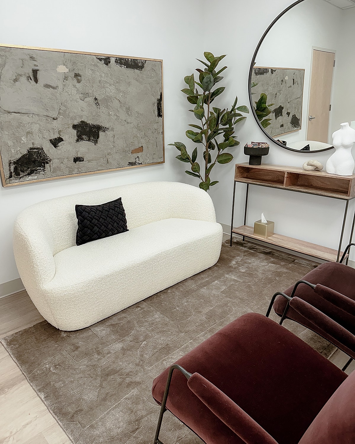 Modern treatment room with medical chair.