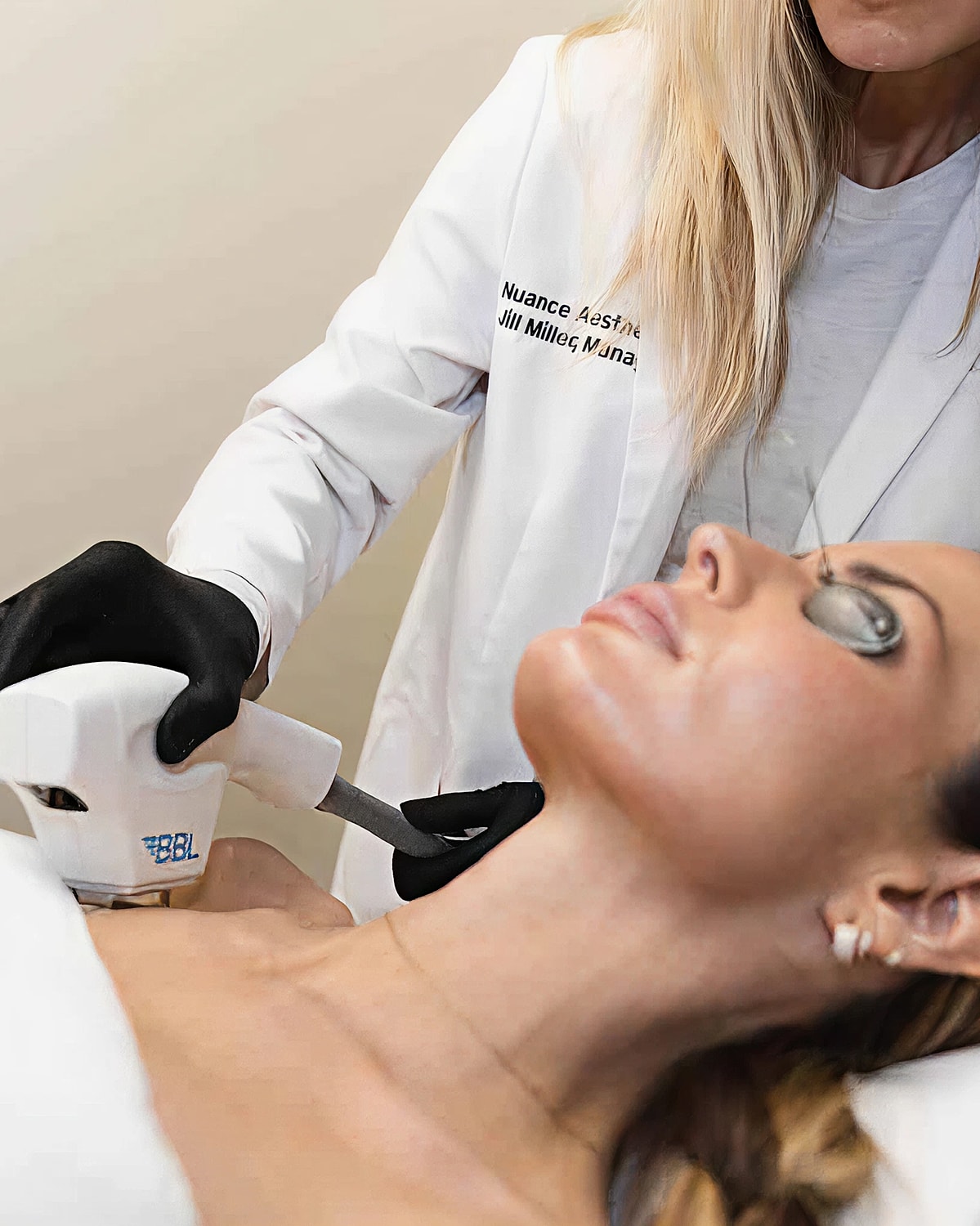 Aesthetic treatment with skin rejuvenation device.