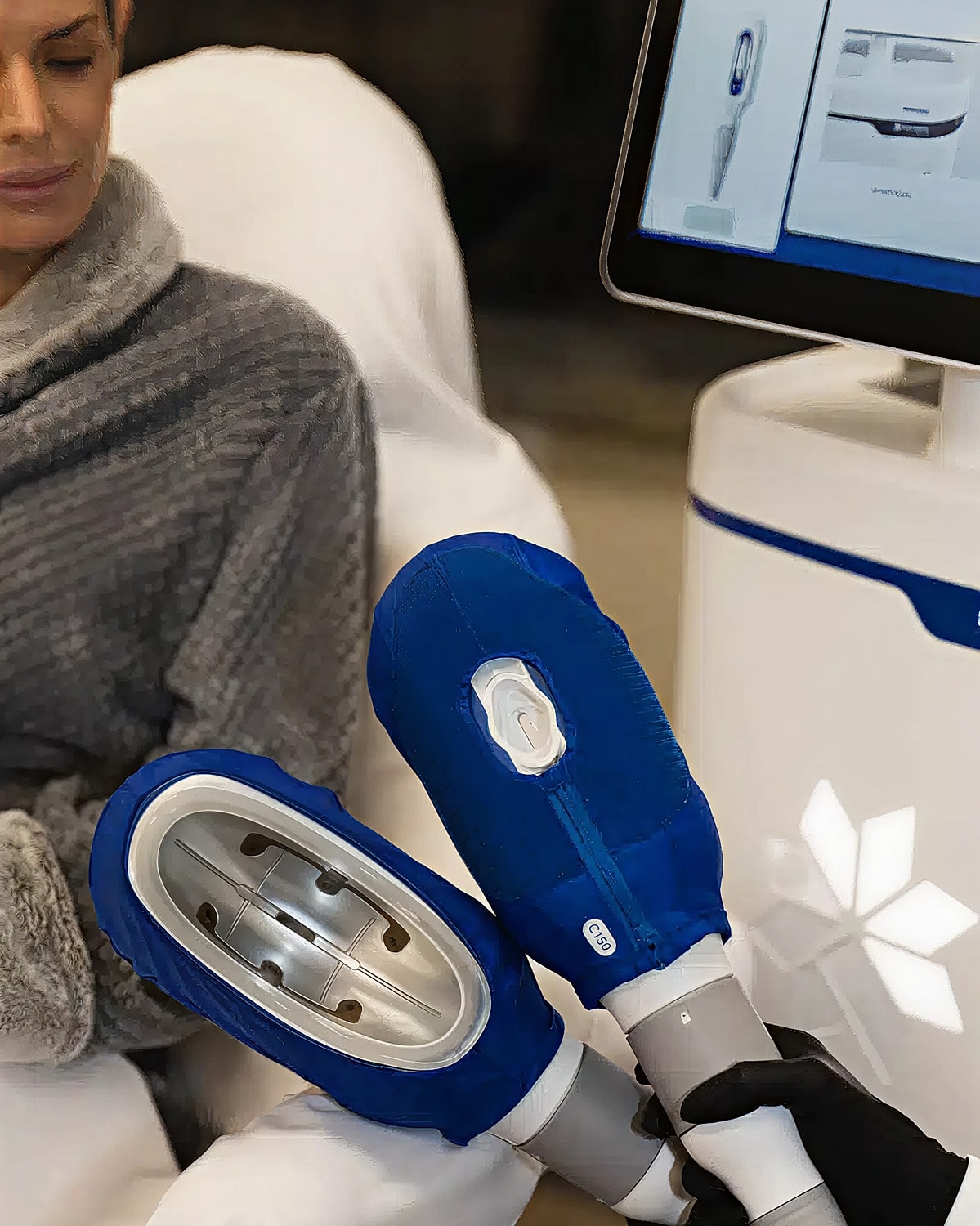 Cryotherapy treatment session in progress with patient.